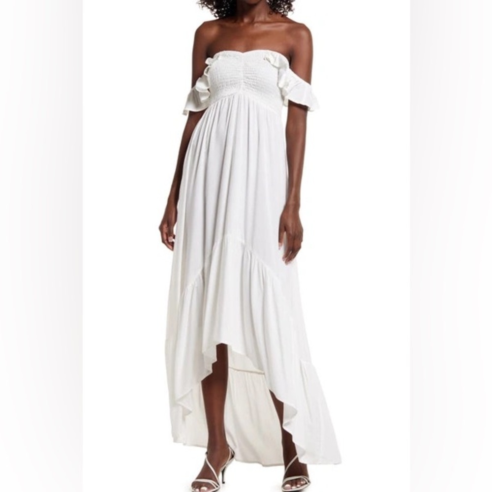NWOT Area Stars Bella Tiered Maxi Dress (high low) in white - XS